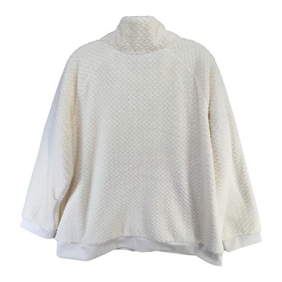 T by Talbots Fleece Jacket Womens 1X Cream Quilted Zip Up Modern Classic Cozy - Picture 6 of 13
